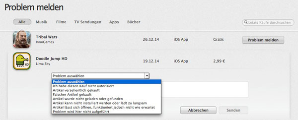 iPhone Apps zurückgeben