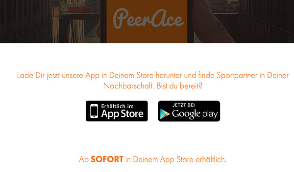 Per PeerAce App Trainingspartner in deiner Nachbarschaft finden.