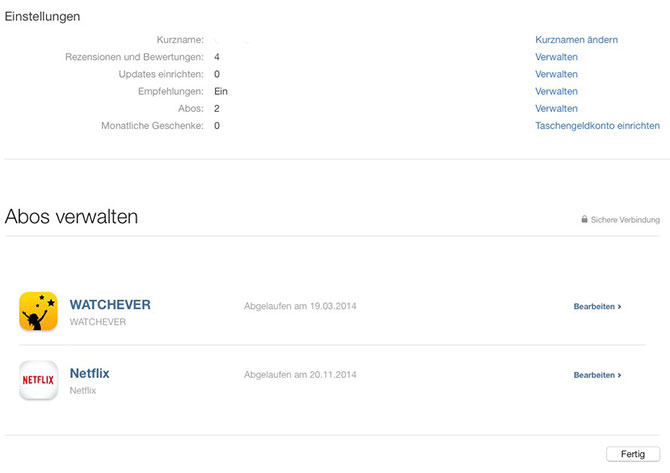 Abos verwalten mit iTunes / Mac