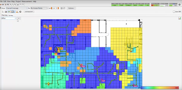 Heatmap von Ekahau visualisiert die Stärke des WLAN-Signals in deiner Wohnung.