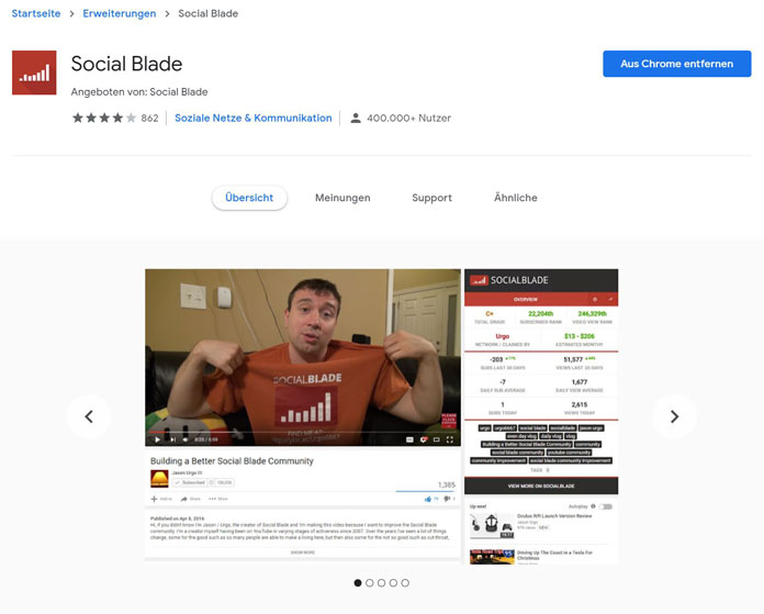 Socialblade Tools für YouTube