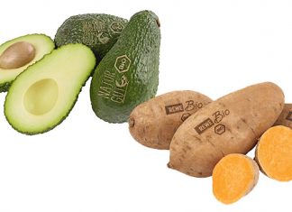 Süßkartoffeln und Avocados werden gelasert