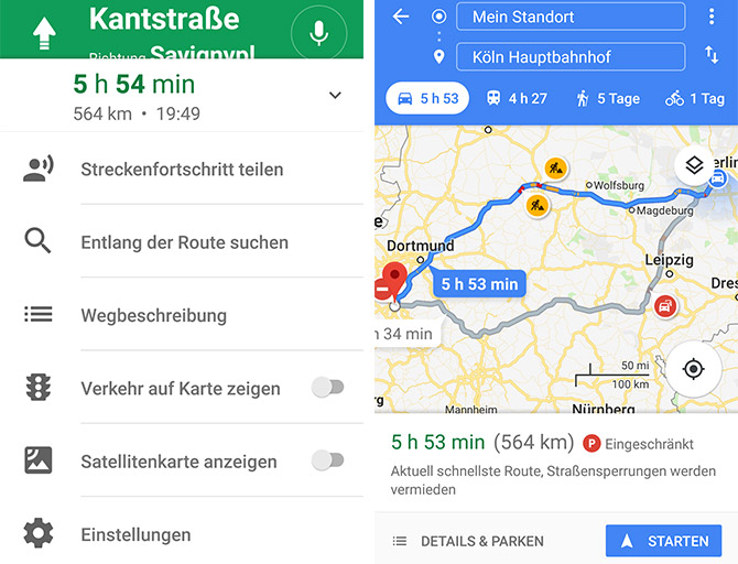 WhatsApp Route anzeigen