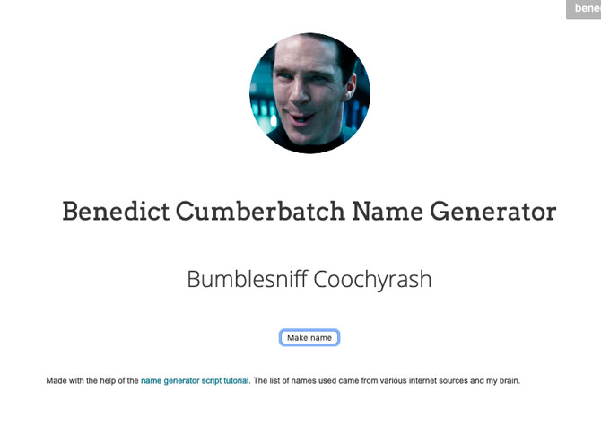 Benedict Cumberbatch Name Generator