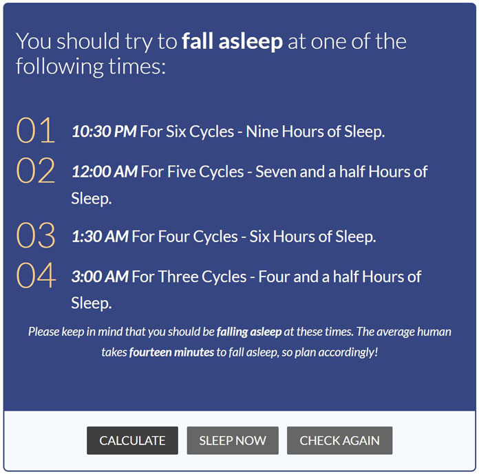 Schlafenszeit durch sleepytime Rechner berechnen lassen