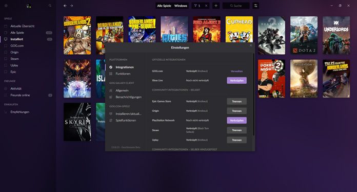 GOG-Galaxy-Einstellungen GOG Galaxy