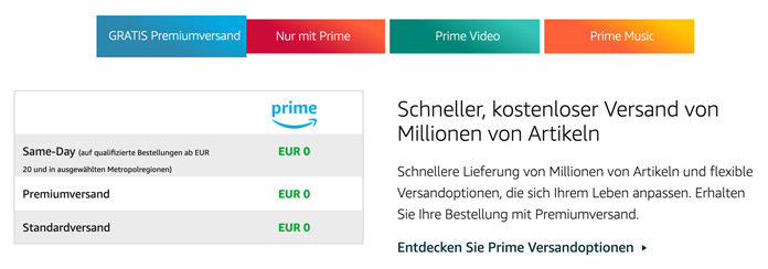 Gratis Versand mit Amazon Prime