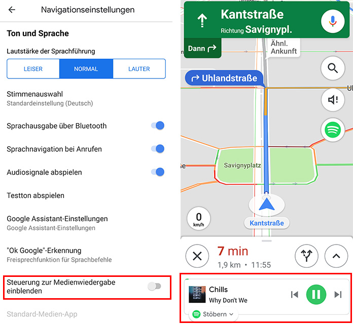 Google Maps mit Spotify verknüpfen