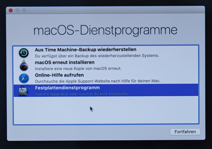 macOS-Dienstprogramm-Fenster