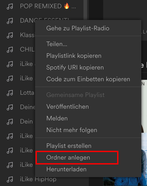 Spotify Ordner anlegen