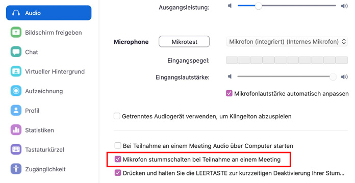 Zoom App Mikrofon stummschalten