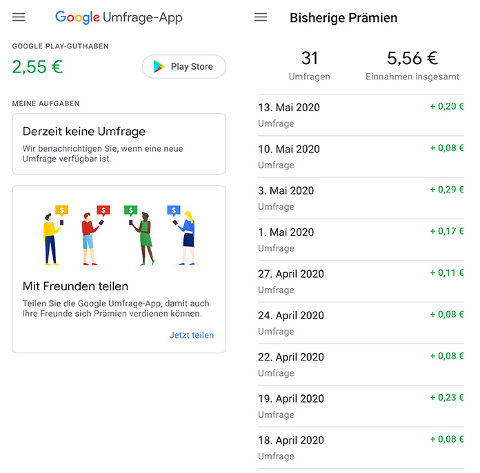 Google Umfrage App