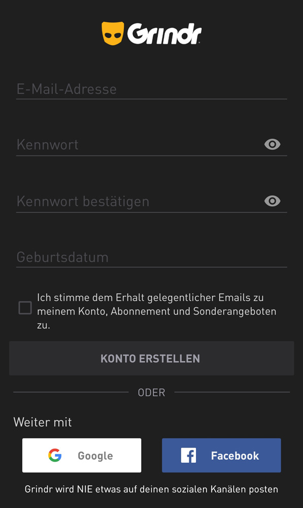 Grindr Registrierung