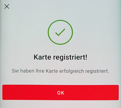S-ID-Check Registrierung Karte registriert