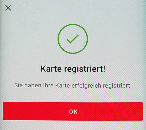 S-ID-Check Registrierung Karte registriert