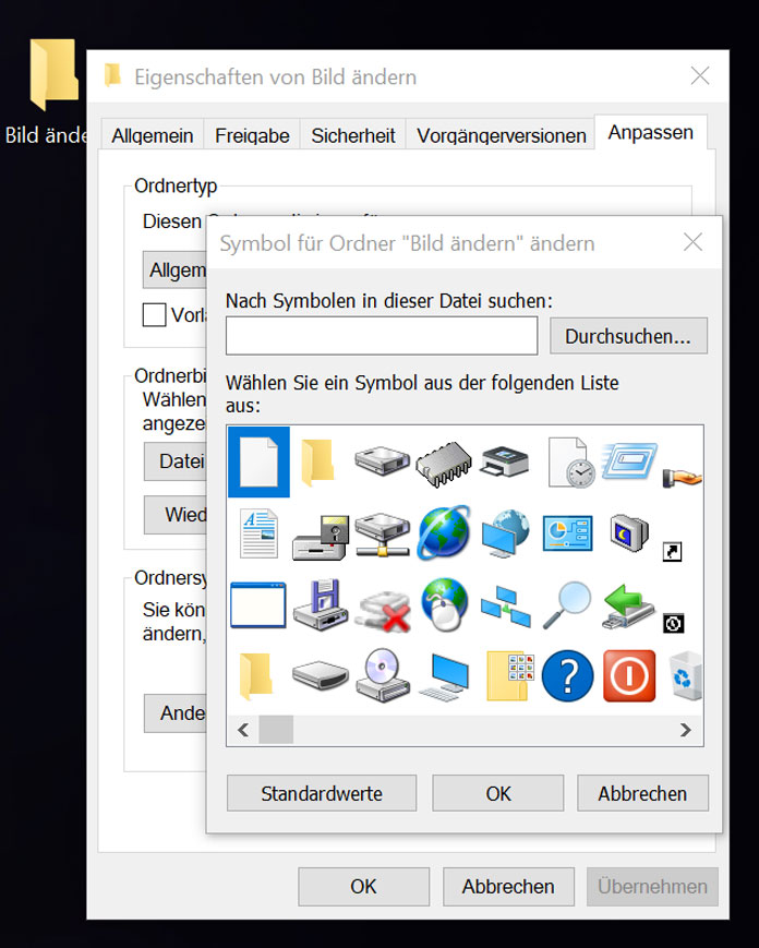 Symbolbild ändern