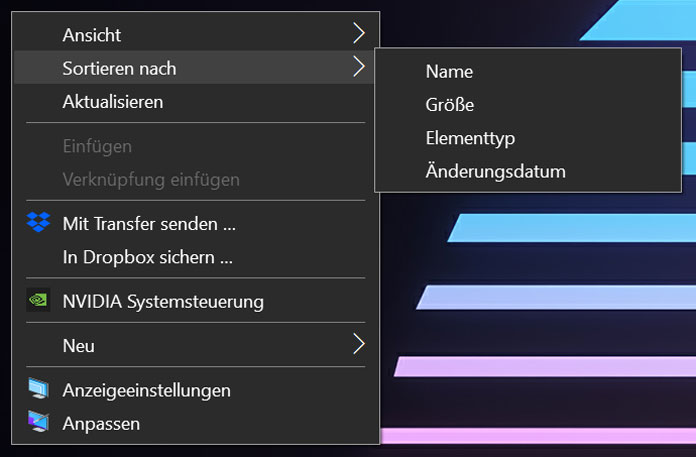 Desktop personalisieren sortieren