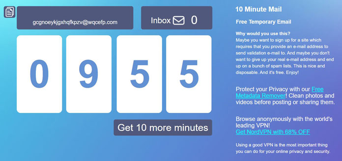 Nützliche Websites 10 Minute Mail