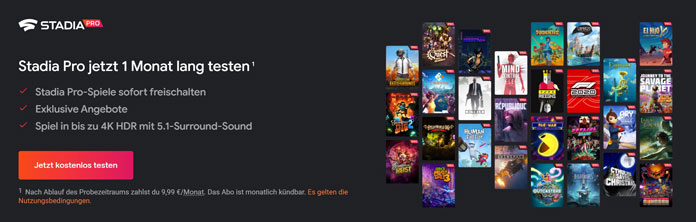 Stadia Gaming-Abo-Dienste