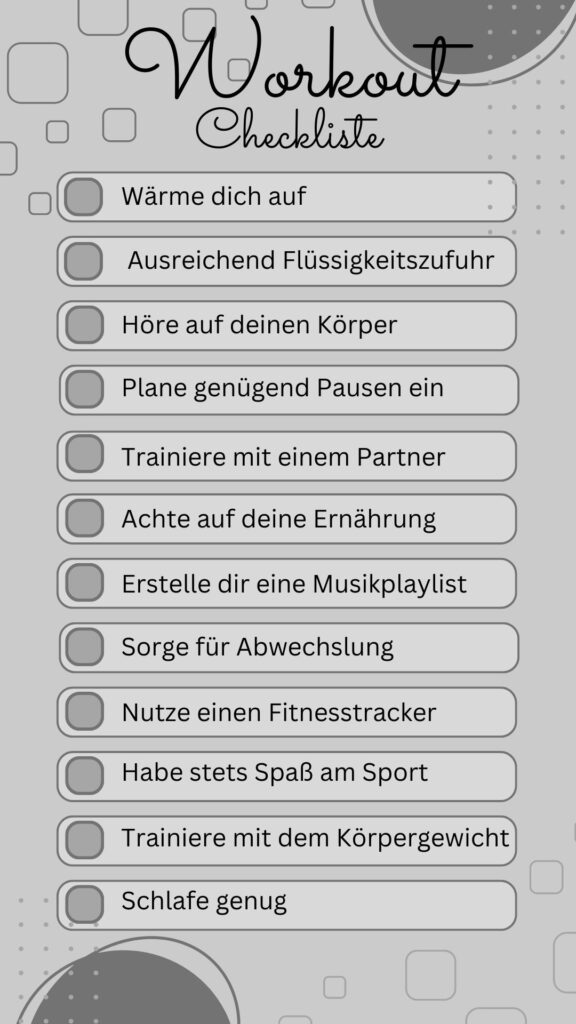 Workout Checkliste