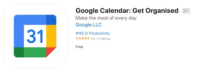 Organisations-App Google Calendar
