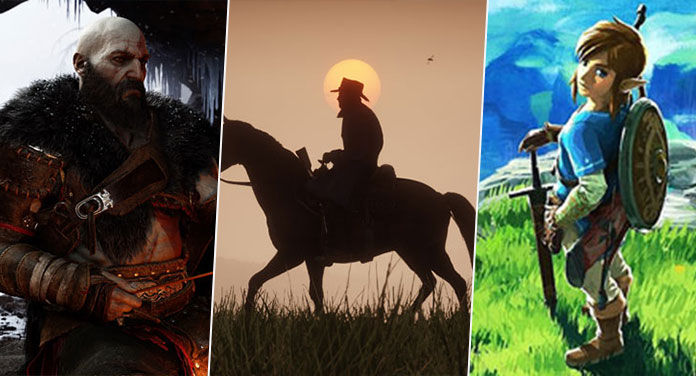 Action-Adventure Spiele God of War Ragnarök, Read Dead Redemption 2, Zelda: Breath of the Wild