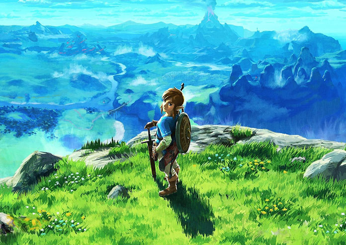The Legend of Zelda: Breath of the Wild, Link steht vor einem Abhang, Action Adventure Spiele