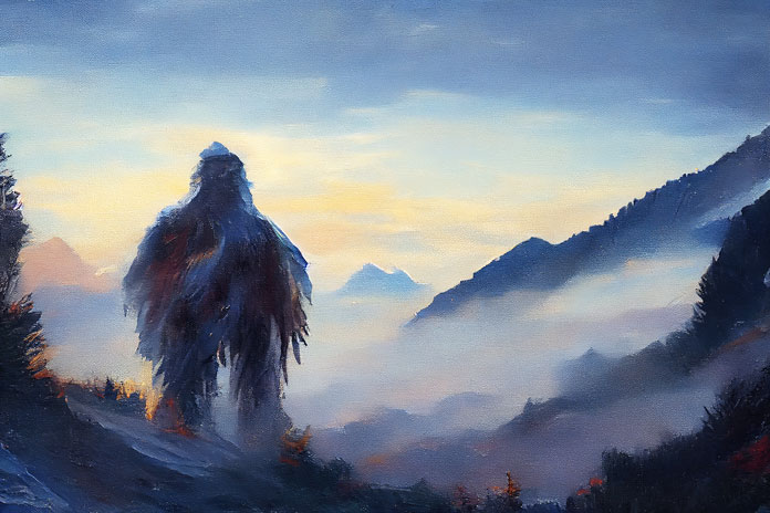 Bigfoot Illustration auf Bergpass