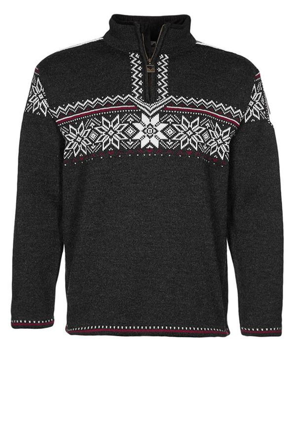 Dale of Norway HOLMENKOLLEN - Strickpullover - dark chracoal/off white/red roses 