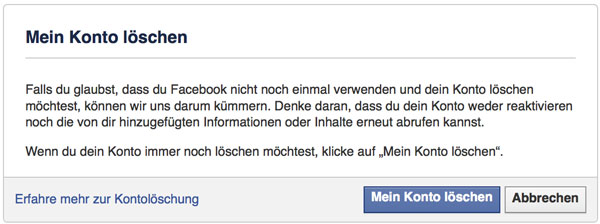 Facebook Account löschen