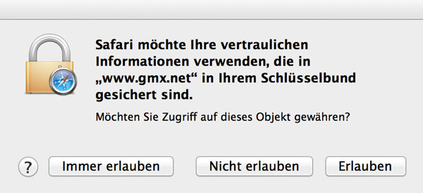 Schlüsselbund im Safari Browser