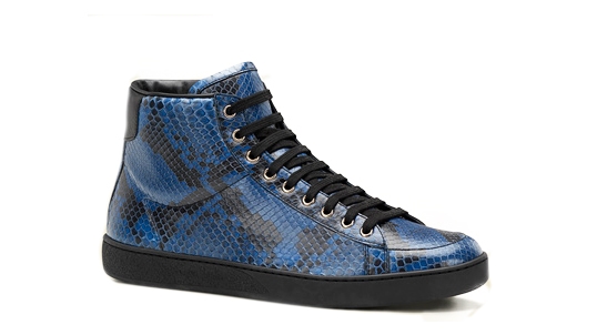 Männerschuh saphirblaues-Pythonleder-mit-schwarzem-Lederdetail-gucci