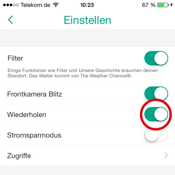 Snapchat Selbstzerstörung deaktivieren